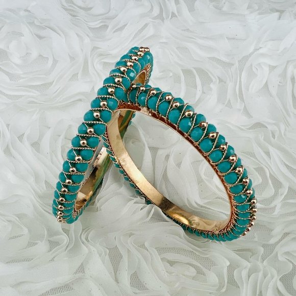 Women Jewelry Bracelet Bangles Fashion Gold Plated Set of 2 India 2.8 US L - Picture 3 of 7